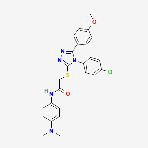 molecular formula C25H24ClN5O2S B15085688 2-{[4-(4-chlorophenyl)-5-(4-methoxyphenyl)-4H-1,2,4-triazol-3-yl]sulfanyl}-N-[4-(dimethylamino)phenyl]acetamide 