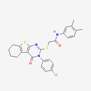 2-{[3-(4-chlorophenyl)-4-oxo-3,4,5,6,7,8-hexahydro[1]benzothieno[2,3-d]pyrimidin-2-yl]sulfanyl}-N-(3,4-dimethylphenyl)acetamide