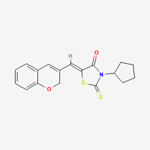 molecular formula C18H17NO2S2 B15085709 5-(2H-chromen-3-ylmethylene)-3-cyclopentyl-2-thioxo-1,3-thiazolidin-4-one 