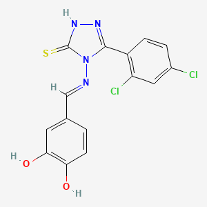 4-((E)-{[3-(2,4-dichlorophenyl)-5-sulfanyl-4H-1,2,4-triazol-4-yl]imino}methyl)-1,2-benzenediol