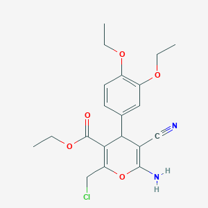 molecular formula C20H23ClN2O5 B15085782 ethyl 6-amino-2-(chloromethyl)-5-cyano-4-(3,4-diethoxyphenyl)-4H-pyran-3-carboxylate 