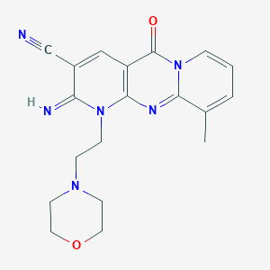 molecular formula C19H20N6O2 B15085792 6-imino-11-methyl-7-(2-morpholin-4-ylethyl)-2-oxo-1,7,9-triazatricyclo[8.4.0.03,8]tetradeca-3(8),4,9,11,13-pentaene-5-carbonitrile CAS No. 618383-70-3