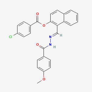 1-(2-(4-Methoxybenzoyl)carbohydrazonoyl)-2-naphthyl 4-chlorobenzoate