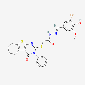 N'-[(E)-(3-bromo-4-hydroxy-5-methoxyphenyl)methylidene]-2-[(4-oxo-3-phenyl-3,4,5,6,7,8-hexahydro[1]benzothieno[2,3-d]pyrimidin-2-yl)sulfanyl]acetohydrazide