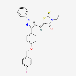 (5Z)-3-Ethyl-5-[(3-{4-[(4-fluorobenzyl)oxy]phenyl}-1-phenyl-1H-pyrazol-4-YL)methylene]-2-thioxo-1,3-thiazolidin-4-one