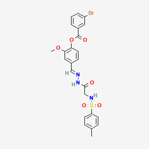 [2-methoxy-4-[(E)-[[2-[(4-methylphenyl)sulfonylamino]acetyl]hydrazinylidene]methyl]phenyl] 3-bromobenzoate