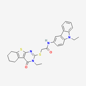 2-((3-Ethyl-4-oxo-3,4,5,6,7,8-hexahydrobenzo[4,5]thieno[2,3-d]pyrimidin-2-yl)thio)-N-(9-ethyl-9H-carbazol-3-yl)acetamide