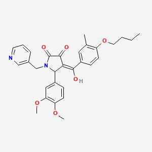 molecular formula C30H32N2O6 B15085871 4-(4-Butoxy-3-methylbenzoyl)-5-(3,4-dimethoxyphenyl)-3-hydroxy-1-(3-pyridinylmethyl)-1,5-dihydro-2H-pyrrol-2-one 