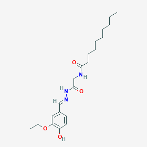 N-[2-[(2E)-2-[(3-ethoxy-4-hydroxyphenyl)methylidene]hydrazinyl]-2-oxoethyl]decanamide