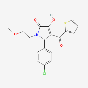 molecular formula C18H16ClNO4S B15085904 (4E)-5-(4-chlorophenyl)-4-[hydroxy(thiophen-2-yl)methylidene]-1-(2-methoxyethyl)pyrrolidine-2,3-dione 