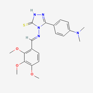 molecular formula C20H23N5O3S B15085929 5-[4-(Dimethylamino)phenyl]-4-{[(E)-(2,3,4-trimethoxyphenyl)methylidene]amino}-4H-1,2,4-triazol-3-YL hydrosulfide 