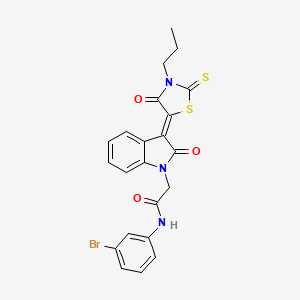 N-(3-bromophenyl)-2-[(3Z)-2-oxo-3-(4-oxo-3-propyl-2-thioxo-1,3-thiazolidin-5-ylidene)-2,3-dihydro-1H-indol-1-yl]acetamide