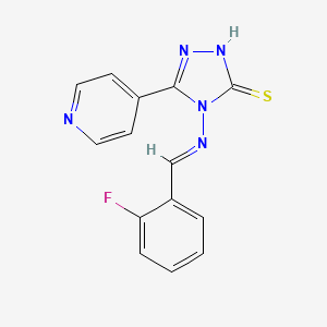 4-{[(E)-(2-fluorophenyl)methylidene]amino}-5-(4-pyridinyl)-4H-1,2,4-triazole-3-thiol