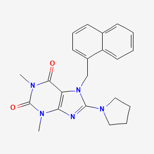 molecular formula C22H23N5O2 B15086005 1,3-Dimethyl-7-(naphthalen-1-ylmethyl)-8-(pyrrolidin-1-yl)-1H-purine-2,6(3H,7H)-dione CAS No. 476480-49-6