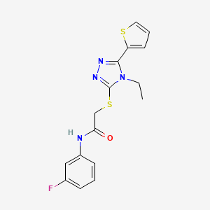 molecular formula C16H15FN4OS2 B15086074 2-{[4-ethyl-5-(thiophen-2-yl)-4H-1,2,4-triazol-3-yl]sulfanyl}-N-(3-fluorophenyl)acetamide CAS No. 578723-61-2