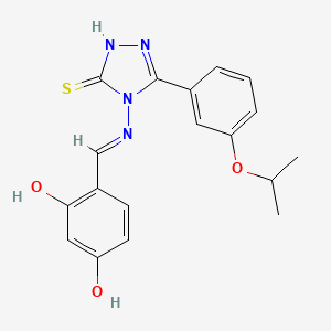 molecular formula C18H18N4O3S B15086081 4-((E)-{[3-(3-Isopropoxyphenyl)-5-sulfanyl-4H-1,2,4-triazol-4-YL]imino}methyl)-1,3-benzenediol 