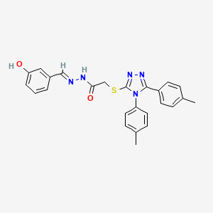 molecular formula C25H23N5O2S B15086088 2-{[4,5-bis(4-methylphenyl)-4H-1,2,4-triazol-3-yl]sulfanyl}-N'-[(E)-(3-hydroxyphenyl)methylidene]acetohydrazide 