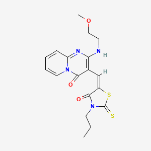 molecular formula C18H20N4O3S2 B15086124 2-[(2-methoxyethyl)amino]-3-[(E)-(4-oxo-3-propyl-2-thioxo-1,3-thiazolidin-5-ylidene)methyl]-4H-pyrido[1,2-a]pyrimidin-4-one CAS No. 381183-23-9