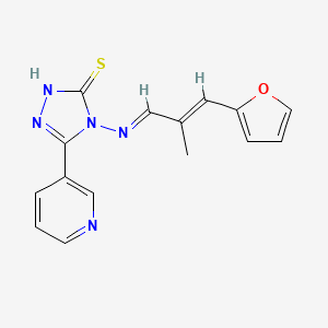 molecular formula C15H13N5OS B15086183 4-[[(E)-3-(2-furanyl)-2-methylprop-2-enylidene]amino]-3-(3-pyridinyl)-1H-1,2,4-triazole-5-thione 