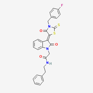 molecular formula C28H22FN3O3S2 B15086192 2-{(3Z)-3-[3-(4-fluorobenzyl)-4-oxo-2-thioxo-1,3-thiazolidin-5-ylidene]-2-oxo-2,3-dihydro-1H-indol-1-yl}-N-(2-phenylethyl)acetamide CAS No. 618079-44-0