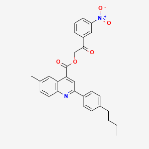 molecular formula C29H26N2O5 B15086213 2-(3-Nitrophenyl)-2-oxoethyl 2-(4-butylphenyl)-6-methylquinoline-4-carboxylate 