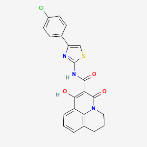 molecular formula C22H16ClN3O3S B15086224 N-[4-(4-chlorophenyl)-1,3-thiazol-2-yl]-7-hydroxy-5-oxo-2,3-dihydro-1H,5H-pyrido[3,2,1-ij]quinoline-6-carboxamide 