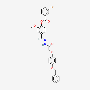 [2-methoxy-4-[(E)-[[2-(4-phenylmethoxyphenoxy)acetyl]hydrazinylidene]methyl]phenyl] 3-bromobenzoate