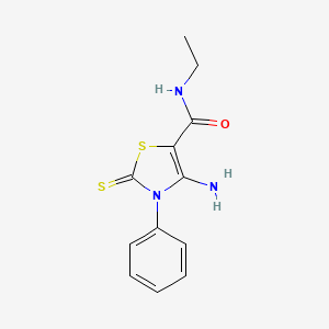 molecular formula C12H13N3OS2 B15086320 4-amino-N-ethyl-3-phenyl-2-thioxo-2,3-dihydro-1,3-thiazole-5-carboxamide 