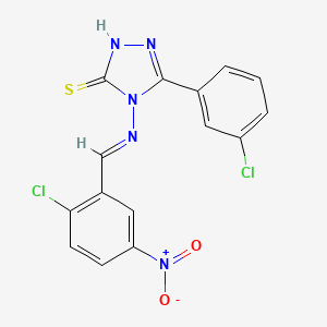 molecular formula C15H9Cl2N5O2S B15086321 4-{[(E)-(2-chloro-5-nitrophenyl)methylidene]amino}-5-(3-chlorophenyl)-4H-1,2,4-triazole-3-thiol CAS No. 478255-44-6