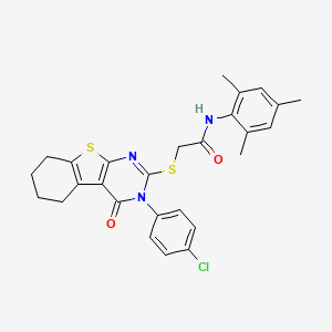 2-{[3-(4-chlorophenyl)-4-oxo-3,4,5,6,7,8-hexahydro[1]benzothieno[2,3-d]pyrimidin-2-yl]sulfanyl}-N-(2,4,6-trimethylphenyl)acetamide