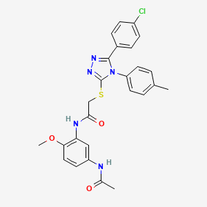 molecular formula C26H24ClN5O3S B15086391 N-[5-(acetylamino)-2-methoxyphenyl]-2-{[5-(4-chlorophenyl)-4-(4-methylphenyl)-4H-1,2,4-triazol-3-yl]sulfanyl}acetamide CAS No. 476485-78-6