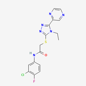 molecular formula C16H14ClFN6OS B15086434 N-(3-Chloro-4-fluorophenyl)-2-((4-ethyl-5-(pyrazin-2-yl)-4H-1,2,4-triazol-3-yl)thio)acetamide CAS No. 573707-56-9