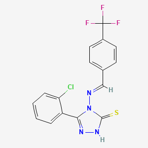 molecular formula C16H10ClF3N4S B15086438 3-(2-Chlorophenyl)-4-((4-(trifluoromethyl)benzylidene)amino)-1H-1,2,4-triazole-5(4H)-thione CAS No. 478254-47-6