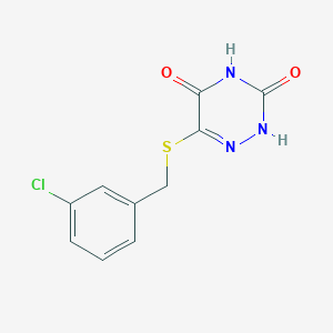 molecular formula C10H8ClN3O2S B15086608 6-((3-chlorobenzyl)thio)-1,2,4-triazine-3,5(2H,4H)-dione 