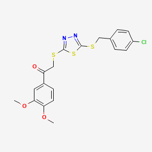 2-({5-[(4-Chlorobenzyl)sulfanyl]-1,3,4-thiadiazol-2-yl}sulfanyl)-1-(3,4-dimethoxyphenyl)ethanone