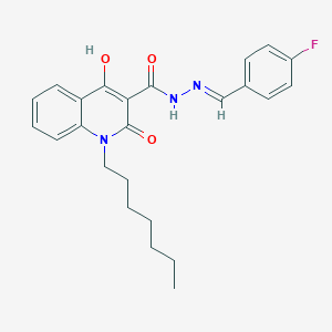 N'-[(E)-(4-fluorophenyl)methylidene]-1-heptyl-4-hydroxy-2-oxo-1,2-dihydroquinoline-3-carbohydrazide