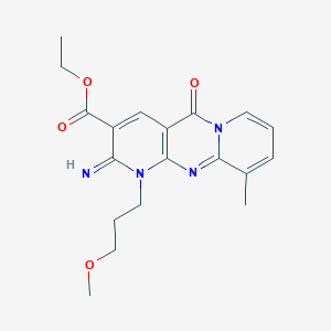 ethyl 6-imino-7-(3-methoxypropyl)-11-methyl-2-oxo-1,7,9-triazatricyclo[8.4.0.03,8]tetradeca-3(8),4,9,11,13-pentaene-5-carboxylate