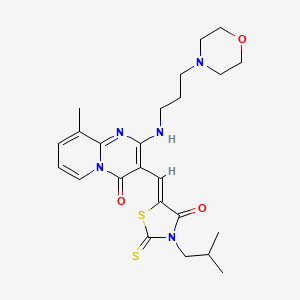 3-[(Z)-(3-isobutyl-4-oxo-2-thioxo-1,3-thiazolidin-5-ylidene)methyl]-9-methyl-2-{[3-(4-morpholinyl)propyl]amino}-4H-pyrido[1,2-a]pyrimidin-4-one