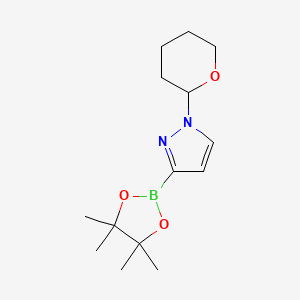 molecular formula C14H23BN2O3 B1508679 1-(Tetrahydro-2H-pyran-2-yl)-3-(4,4,5,5-tetramethyl-1,3,2-dioxaborolan-2-yl)-1H-pyrazole CAS No. 1279088-80-0