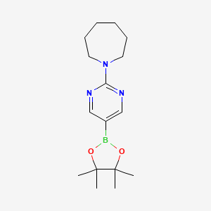 molecular formula C16H26BN3O2 B1508680 1-(5-(4,4,5,5-Tetramethyl-1,3,2-dioxaborolan-2-YL)pyrimidin-2-YL)azepane CAS No. 1015242-05-3