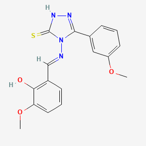 molecular formula C17H16N4O3S B15086868 4-((2-Hydroxy-3-methoxybenzylidene)amino)-3-(3-methoxyphenyl)-1H-1,2,4-triazole-5(4H)-thione CAS No. 478257-66-8