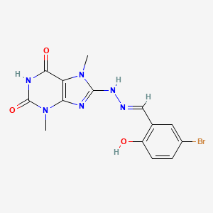 molecular formula C14H13BrN6O3 B15086887 5-bromo-2-hydroxybenzaldehyde (3,7-dimethyl-2,6-dioxo-2,3,6,7-tetrahydro-1H-purin-8-yl)hydrazone CAS No. 478253-60-0