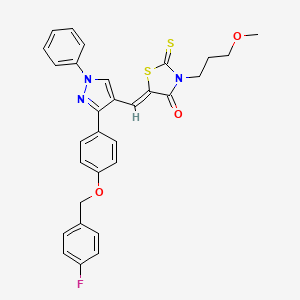 molecular formula C30H26FN3O3S2 B15086925 (5Z)-5-[(3-{4-[(4-Fluorobenzyl)oxy]phenyl}-1-phenyl-1H-pyrazol-4-YL)methylene]-3-(3-methoxypropyl)-2-thioxo-1,3-thiazolidin-4-one 