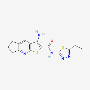 molecular formula C15H15N5OS2 B15086940 3-amino-N-(5-ethyl-1,3,4-thiadiazol-2-yl)-6,7-dihydro-5H-cyclopenta[b]thieno[3,2-e]pyridine-2-carboxamide CAS No. 400863-62-9