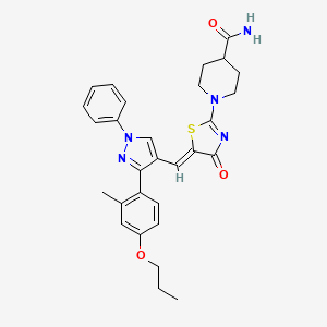 1-((5Z)-5-{[3-(2-methyl-4-propoxyphenyl)-1-phenyl-1H-pyrazol-4-yl]methylene}-4-oxo-4,5-dihydro-1,3-thiazol-2-yl)-4-piperidinecarboxamide