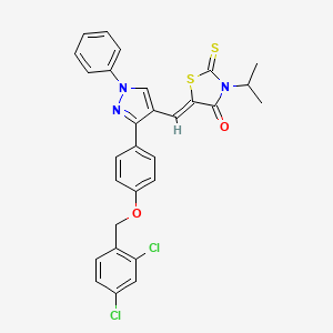 molecular formula C29H23Cl2N3O2S2 B15087045 (5Z)-5-[(3-{4-[(2,4-Dichlorobenzyl)oxy]phenyl}-1-phenyl-1H-pyrazol-4-YL)methylene]-3-isopropyl-2-thioxo-1,3-thiazolidin-4-one 