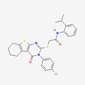 2-((3-(4-Chlorophenyl)-4-oxo-3,4,5,6,7,8-hexahydrobenzo[4,5]thieno[2,3-d]pyrimidin-2-yl)thio)-N-(2-isopropylphenyl)acetamide