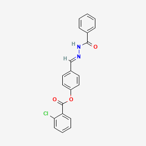 molecular formula C21H15ClN2O3 B15087122 4-{(E)-[2-(phenylcarbonyl)hydrazinylidene]methyl}phenyl 2-chlorobenzoate 