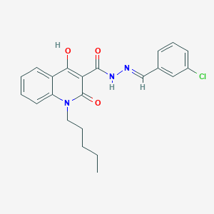 N'-[(E)-(3-chlorophenyl)methylidene]-2-hydroxy-4-oxo-1-pentyl-1,4-dihydroquinoline-3-carbohydrazide