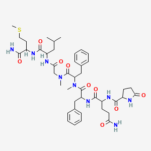 molecular formula C43H61N9O9S B15087198 Pyr-gln-phe-N-ME-phe-sar-leu-met-NH2 